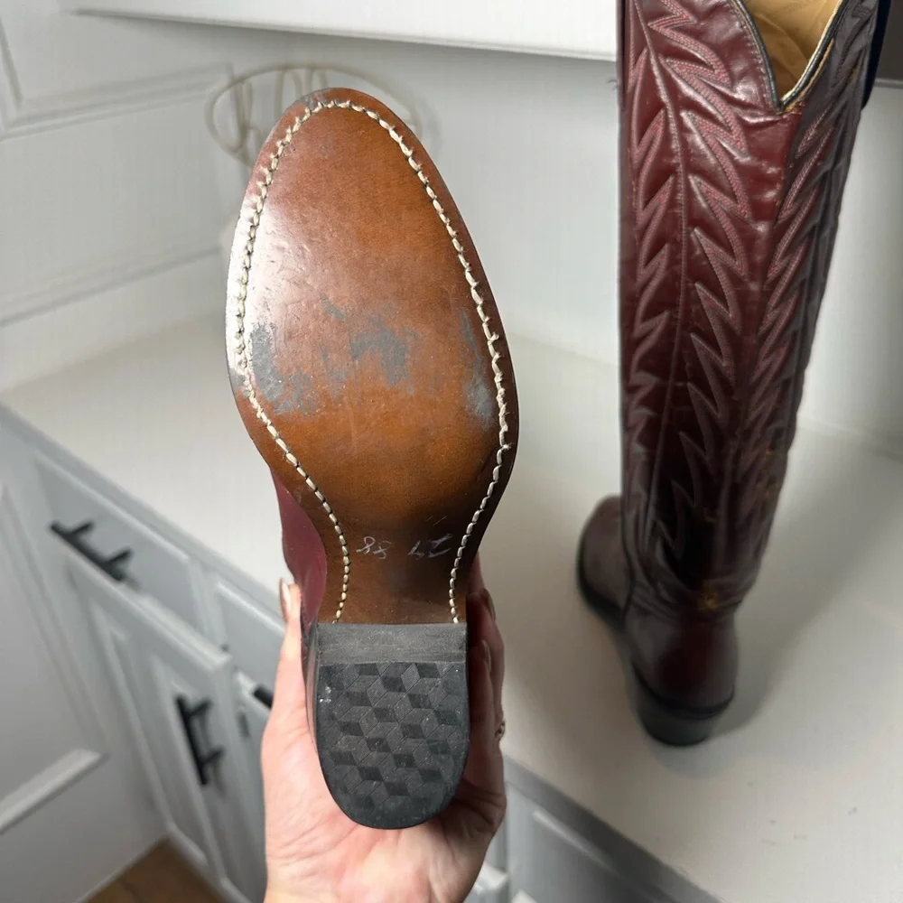 **SOLD**Durango Red Cowboy Boots Womens 6.5 Western Boots Burgundy Tall Leather - Picture 8 of 9